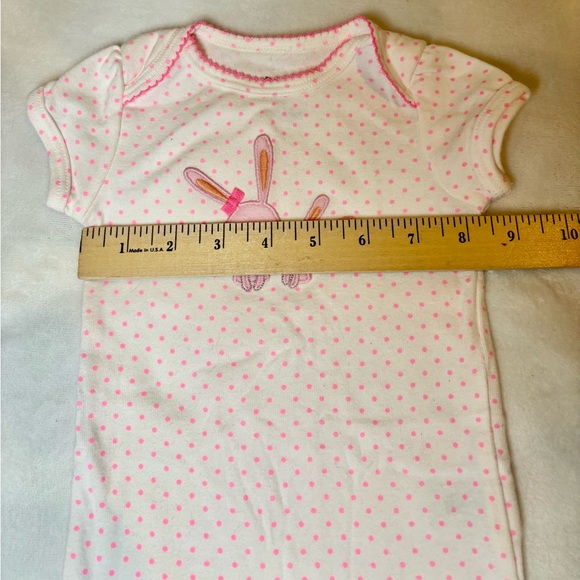 Carter's Precious First White Pink Bunny Bodysuit Short Sleeve Cotton Size 9M - Picture 4 of 8